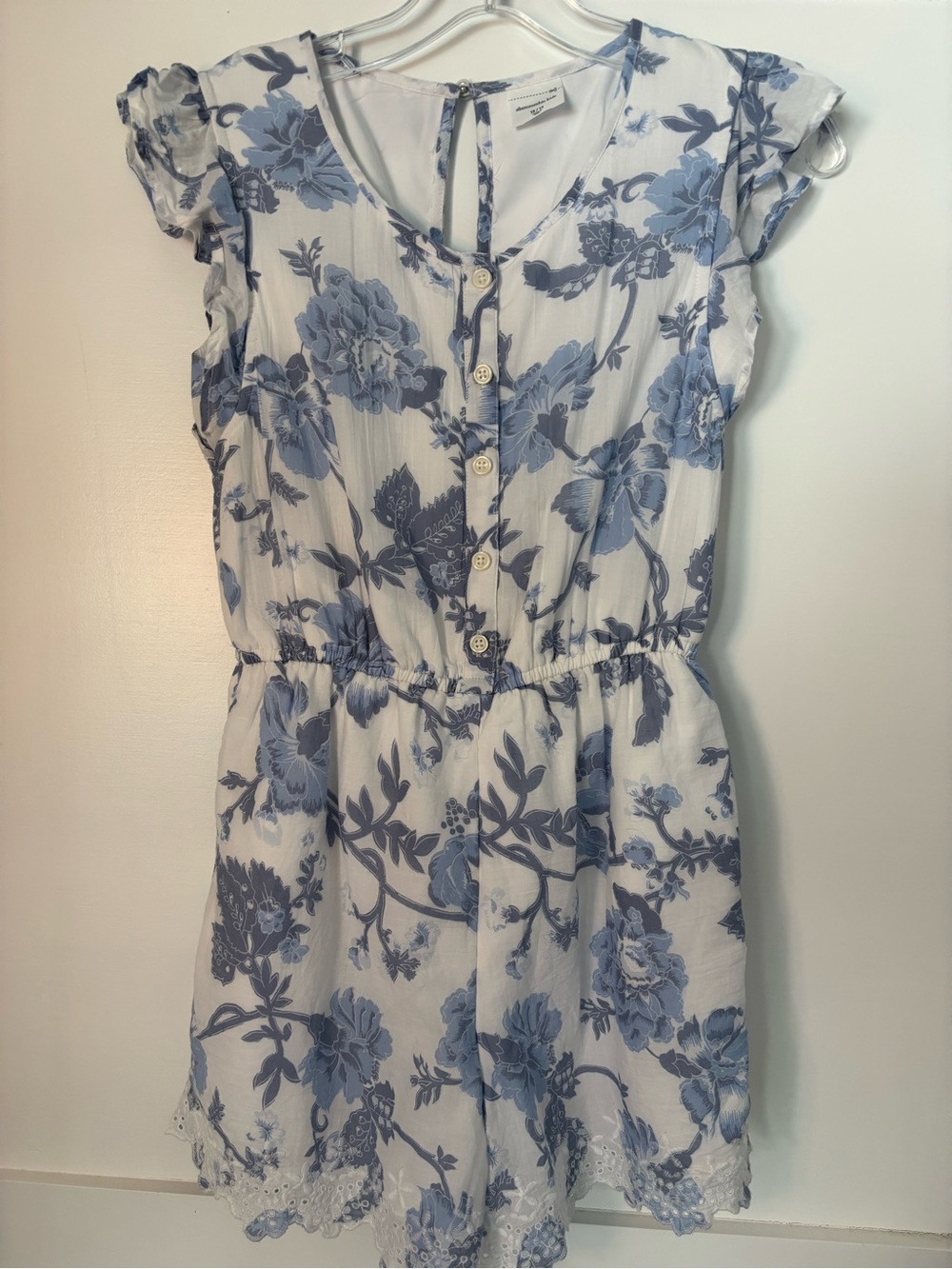 abercrombie kids White Mini Dress with Blue Floral Print size 13-14